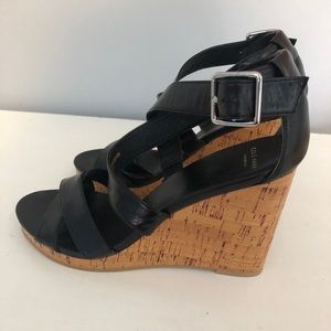 NWOB Cole Haan black cork wedge sandal. Size 8B.